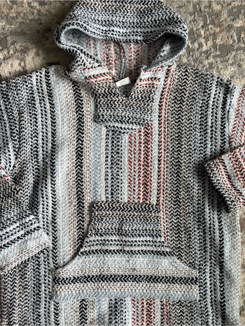 Unisex Mexican Baja Jerga striped hoodie size L